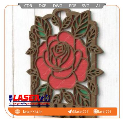 تصویر طرح برش لیزر جا کلیدی مدل رز #1